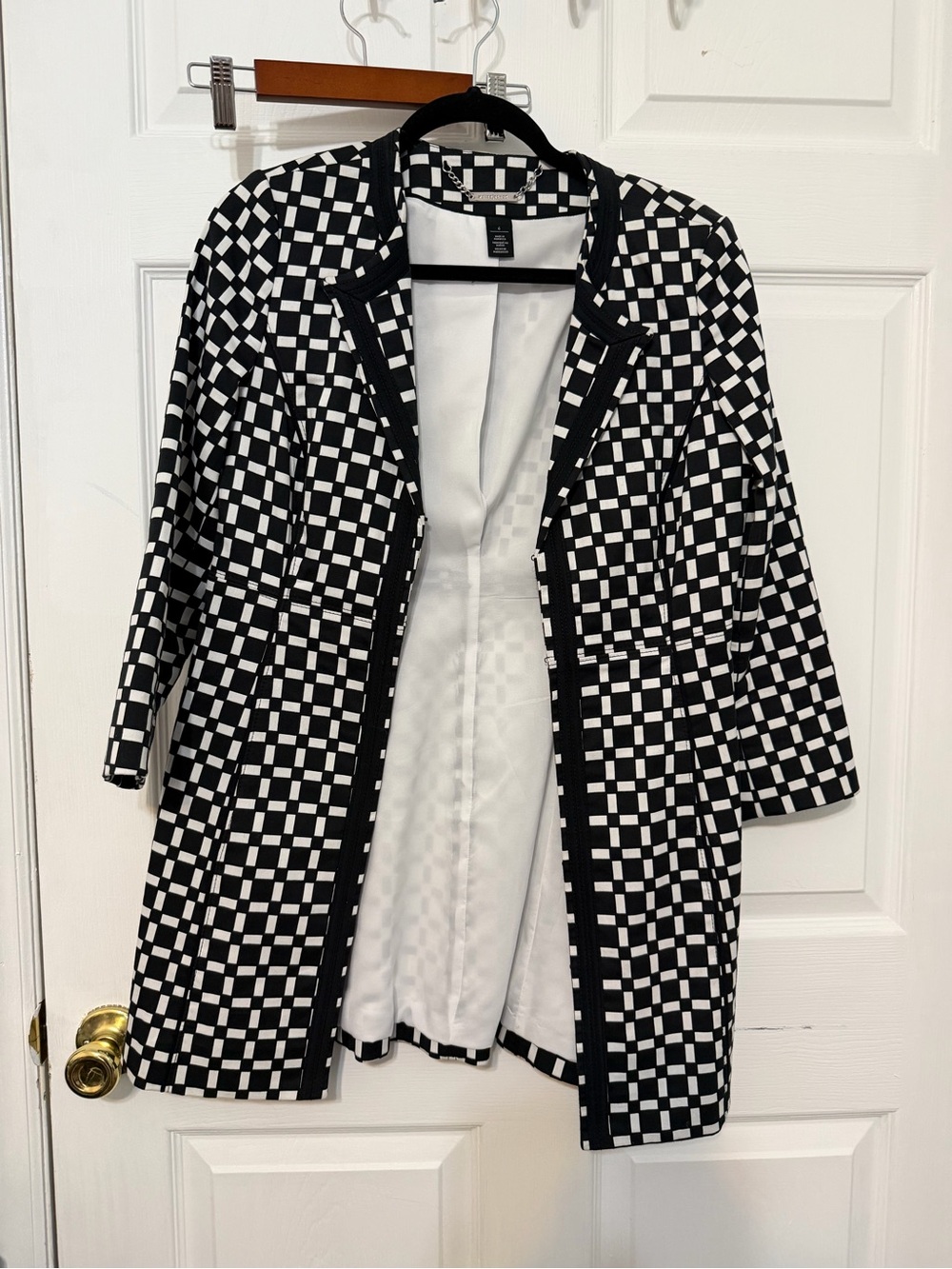 White House Black Market Black and White Checkerboard Blazer